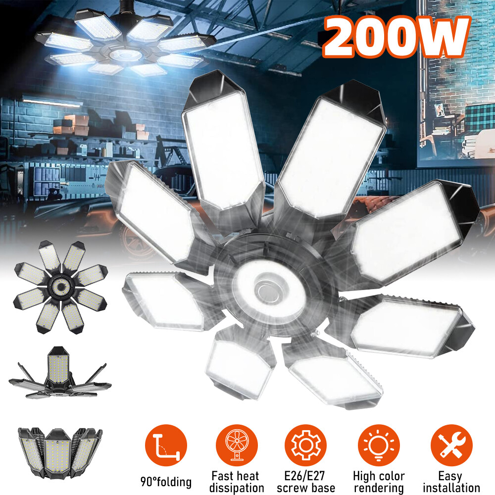 LED Garage Light 9000000LM Super Bright Work Shop Ceiling Light Deformable Bulb