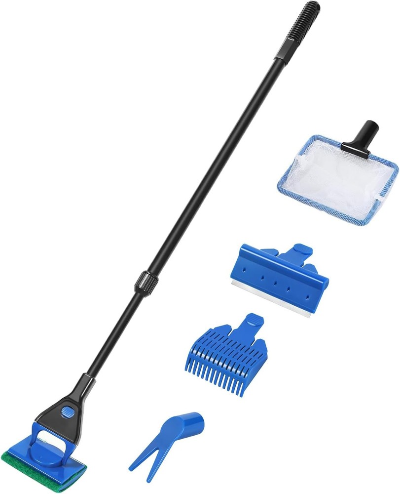 Aquarium Cleaning Tools 5-in-1 Kit w/ Adjustable Long Handle