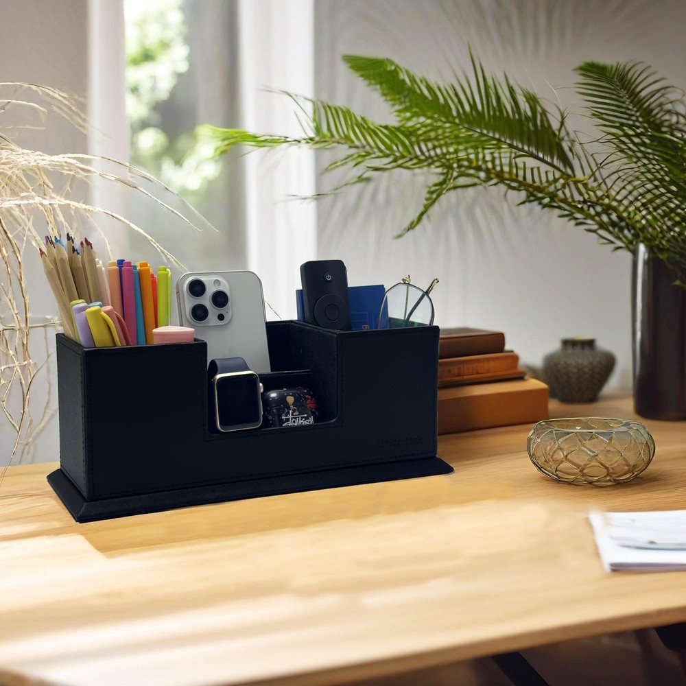 UnionBasic Desk Organizer, Desktop Caddy Leather Multi-compartment Pen Holder...