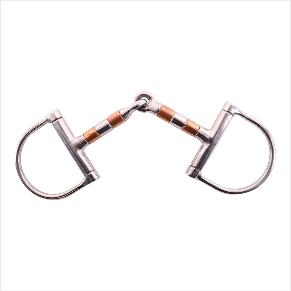 AK D-Bit with Cooper Roller Mouth with Single Joint Horse Riding Bits