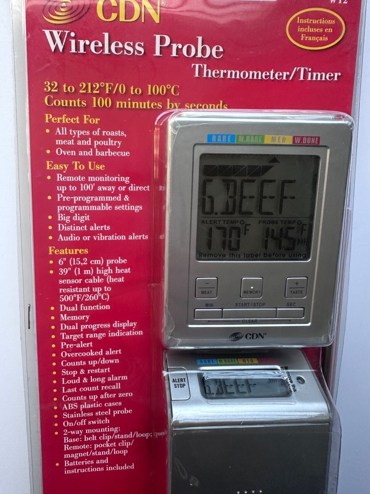 CDN Wireless Probe Cooking Thermometer Timer Model WT2