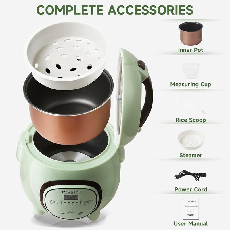 Mini Rice Cooker 3-Cup Electric W/ Delay Timer Keep Warm Multi Cooking Modes New