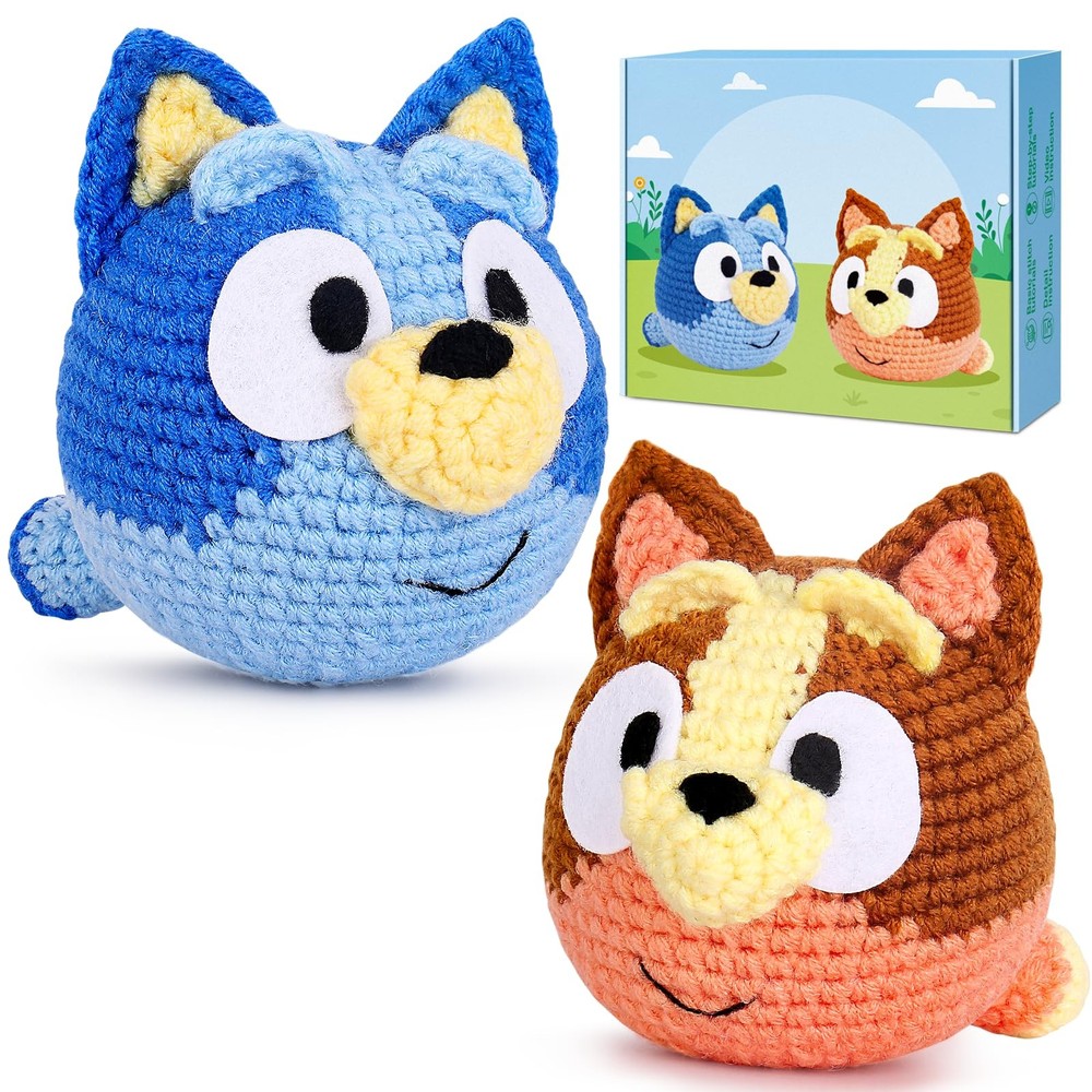 Bluey Crochet Kit for Beginners, with Step-by-Step Video Tutorials (2 Pack)