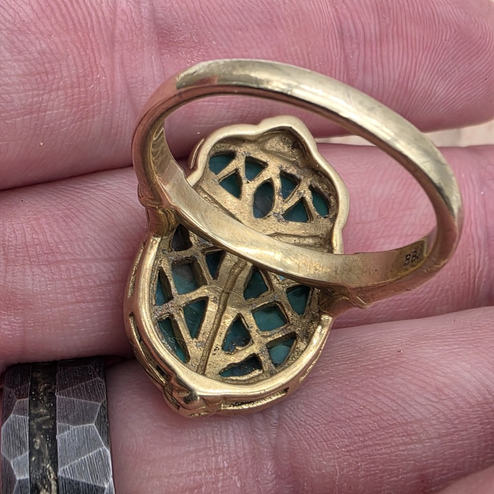 Turquoise Inlay Beatle Ring Size 10.5