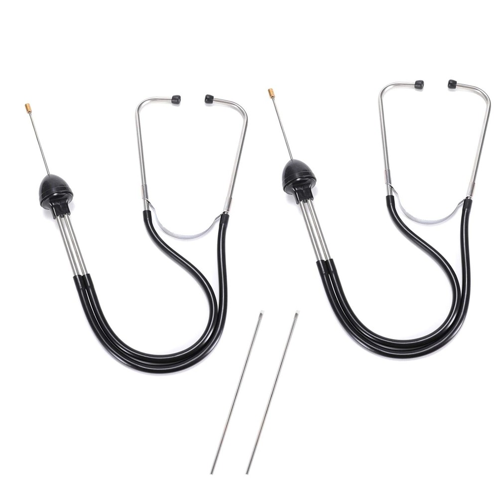 Lamoutor 2Pcs Automotive Mechanic Stethoscope Engine Tool Black