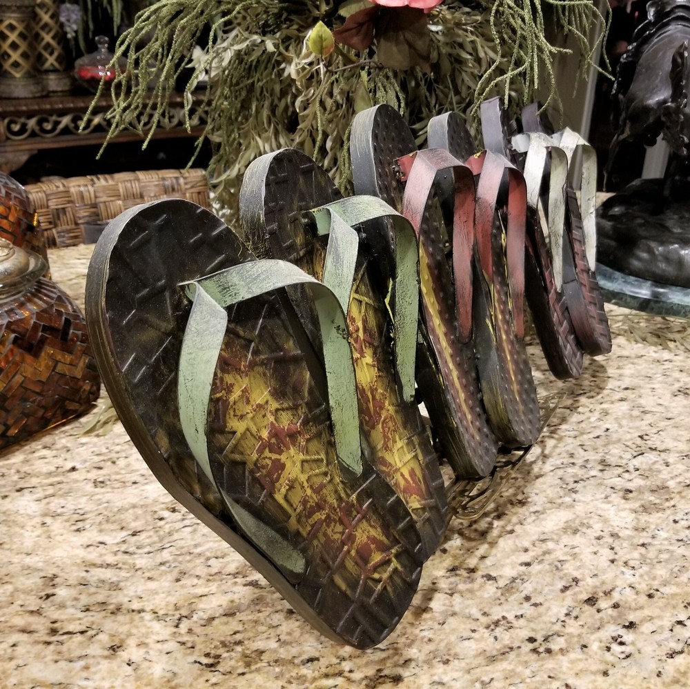 Metal Wall Art Flip Flops Sculpture 27"