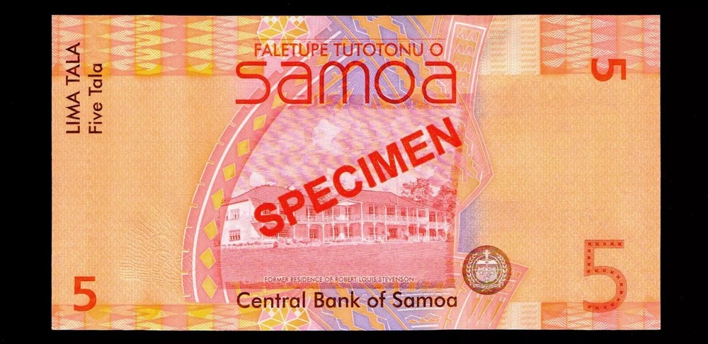 Specimen Western Samoa 5 Tala 2012 TK 0000000 GEM UNC {C104}