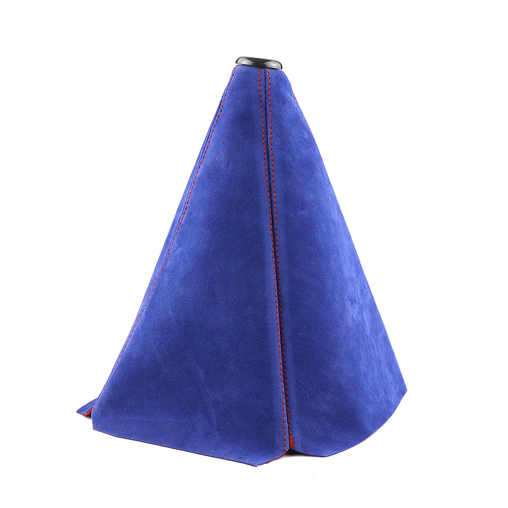 Racing Blue Universal Suede leather Shift Boot Shift Knob Cover with Red Stitch