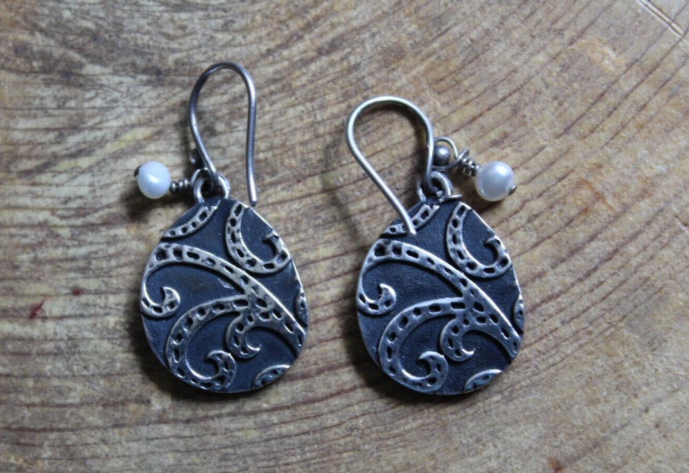 Pearl & Sterling Silver Teardrop dangle Earrings