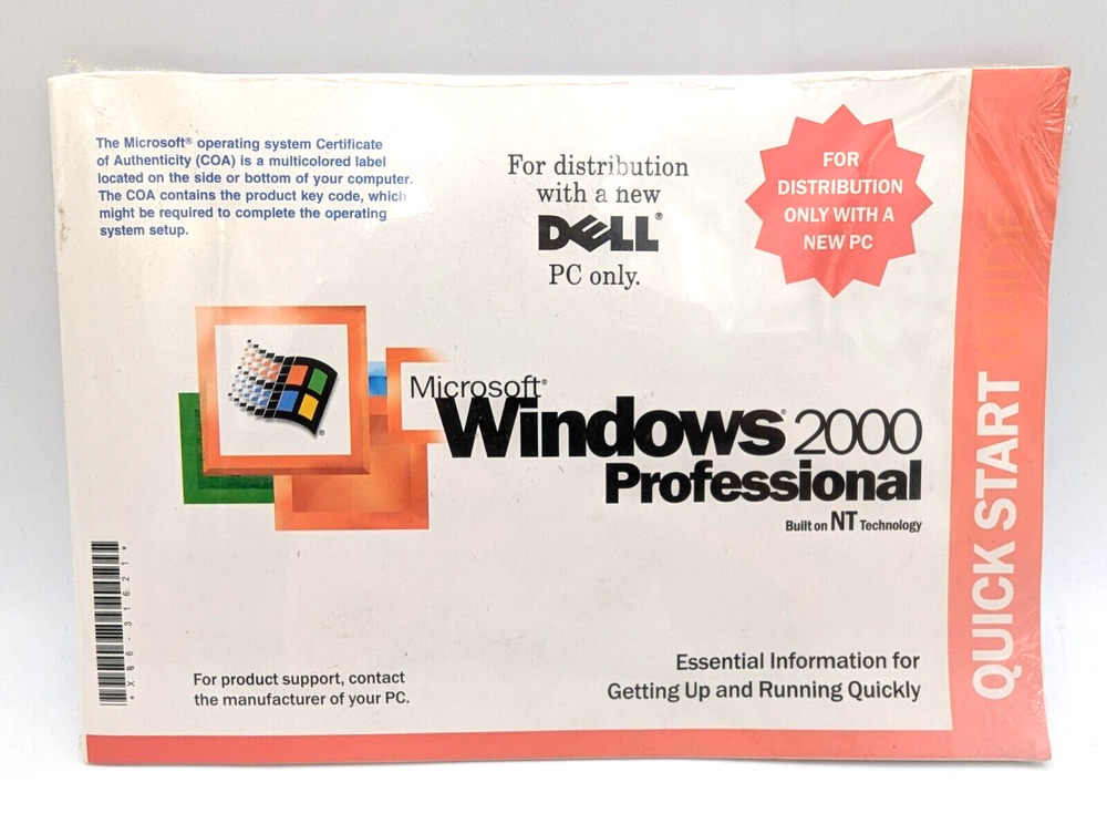 Dell Microsoft Windows 2000 Professional Reinstallation CD W2K+SP2 in Packaging