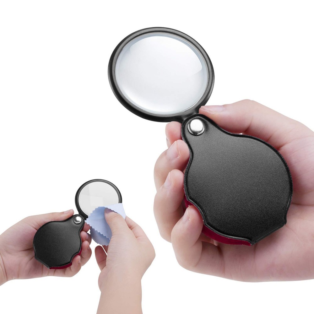 2 Pack 10X Small Magnifying Glasses Pocket Magnifier for Reading Close Work