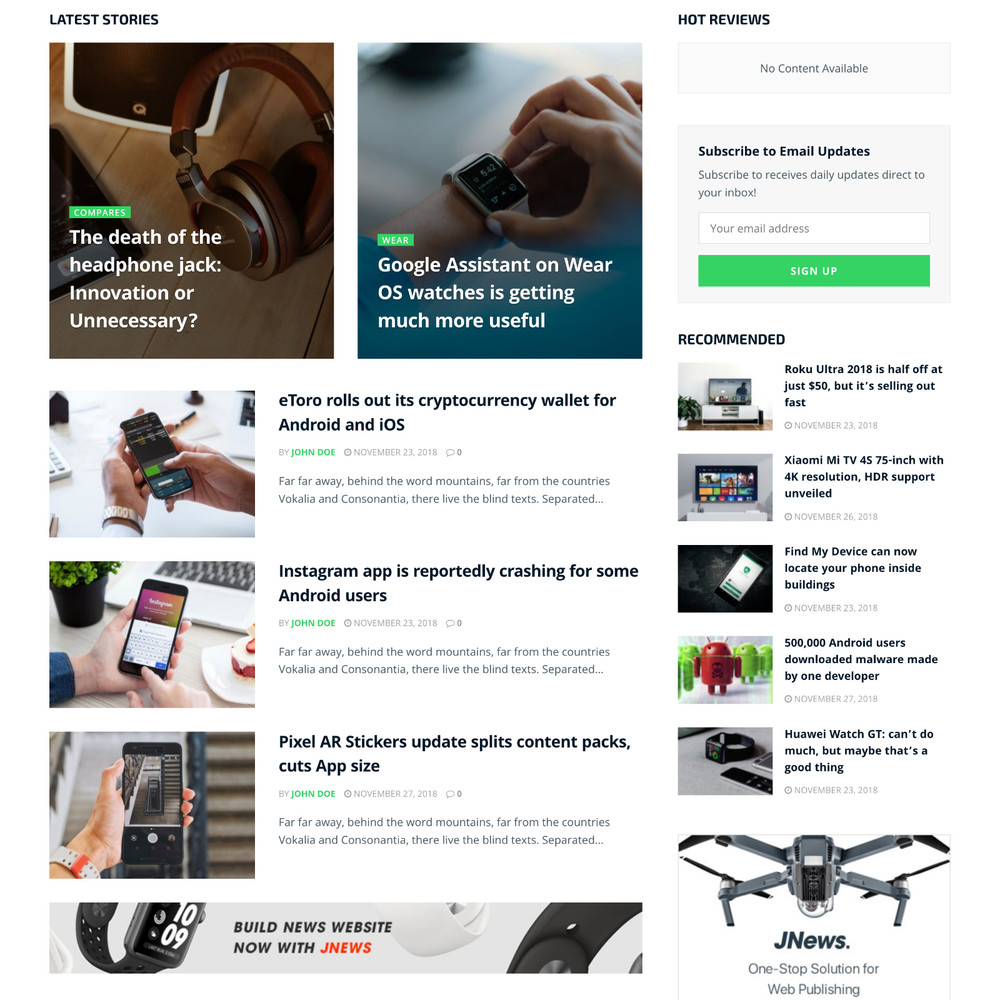 Android Magazine Website Design with Free VPS Web Hosting and Installation