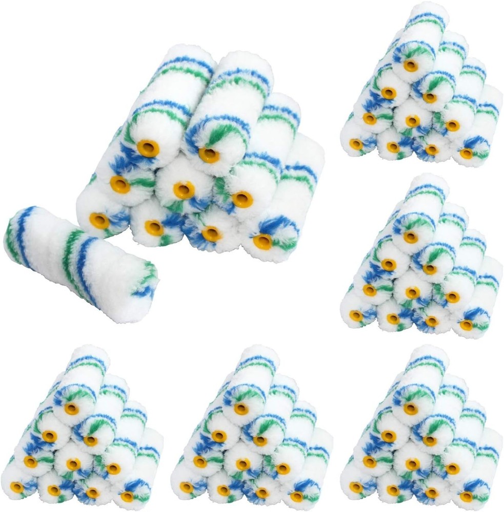 60 Piece Mini Rollers Covers Paint Tools 4 Inch 1/2" Nap 4" Roller