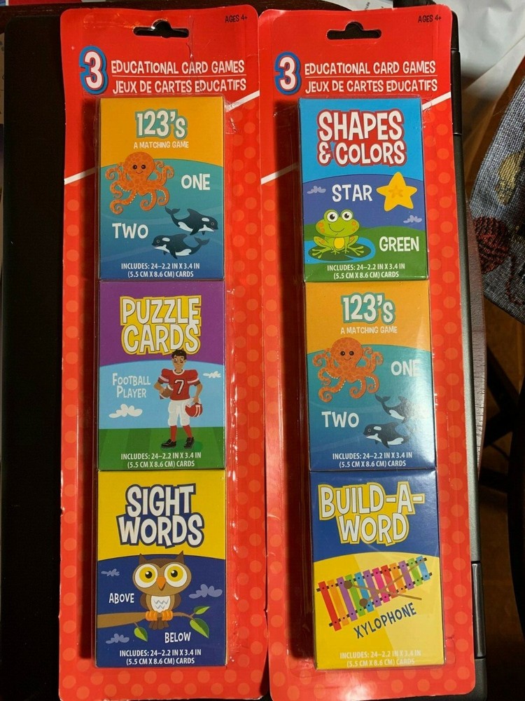 EDUCATIONAL CARD GAMES 3-PACKS NIP MAKE LEARNING FUN! MATCHING, PUZZLES & MORE!