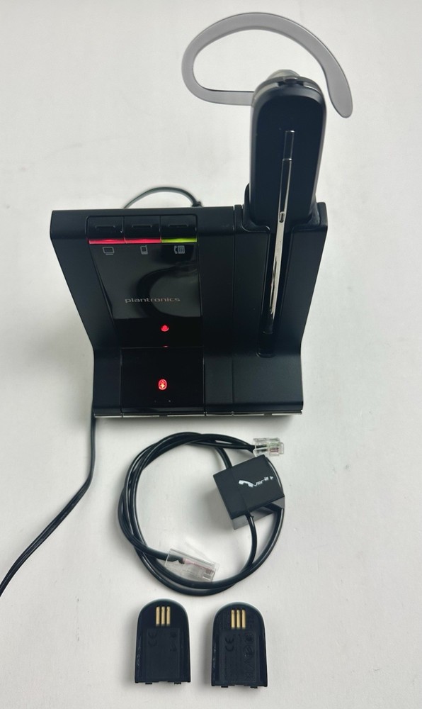 Plantronics WO2 Wireless DECT 6.0 Headset System, With 3 Batteries, ( TESTED )