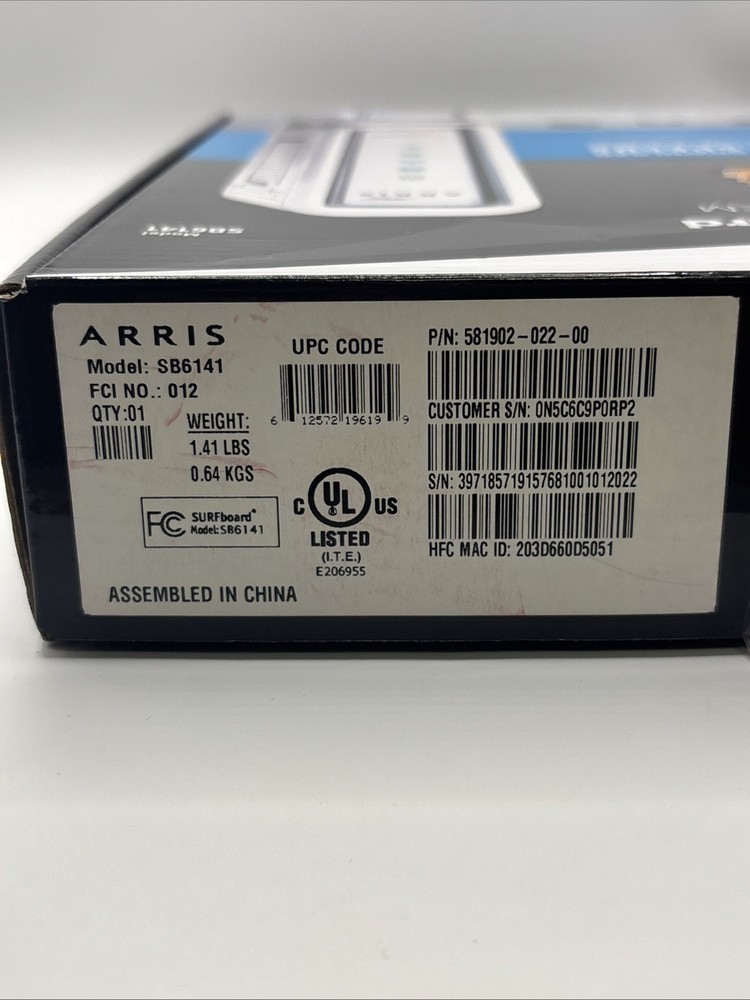 ARRIS SurfBoard SB6141 DOCSIS 3.0 Cable Modem – White