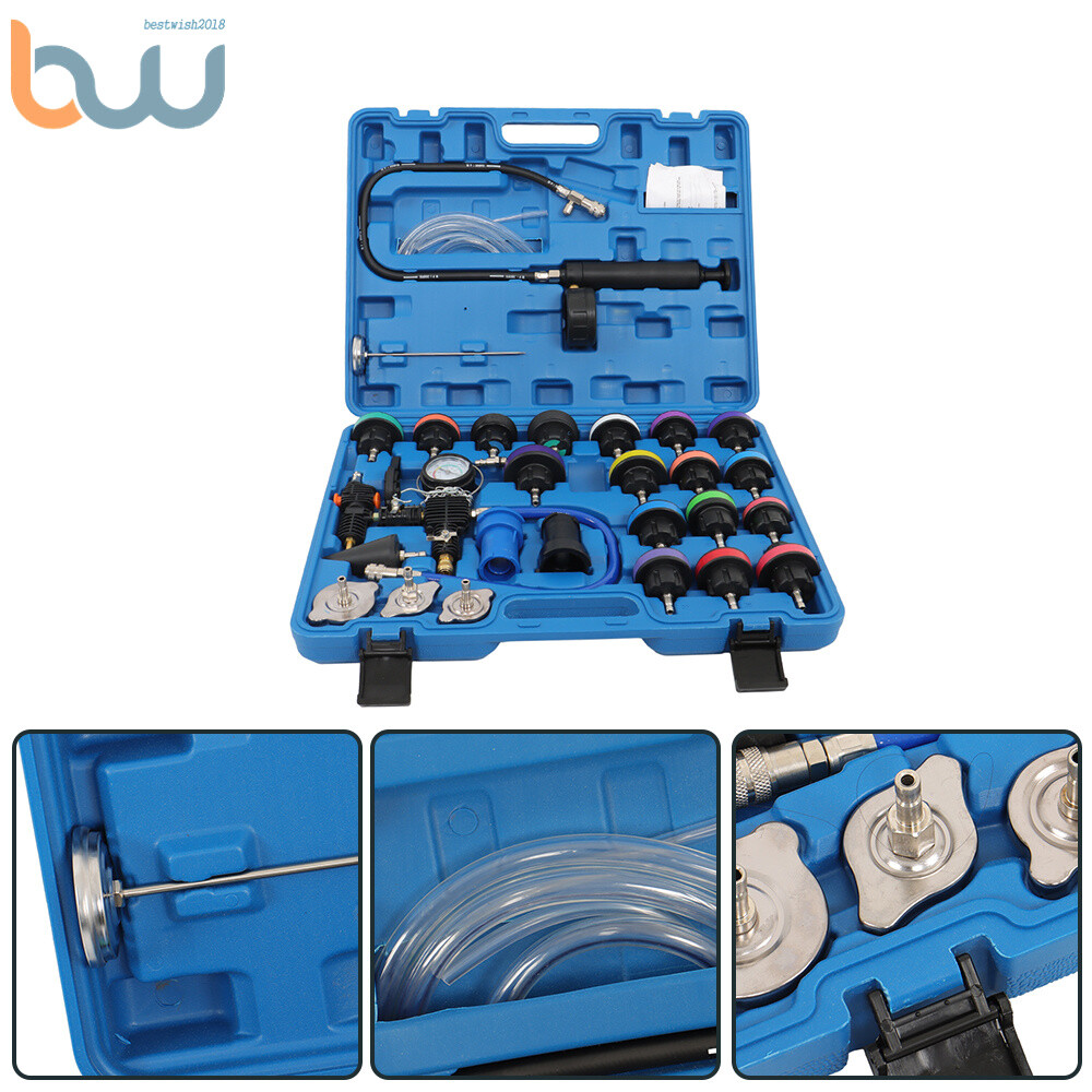 Universal 28Pcs Radiator Pressure Tester, Vacuum Cooling System Tool Refill Kit