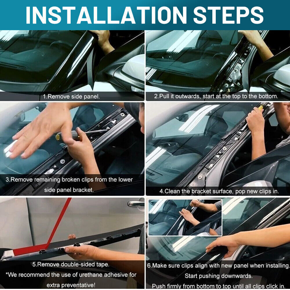 4Pcs For 11-19 Ford Explorer Left Right Side Windshield A-Pillar Molding Trim