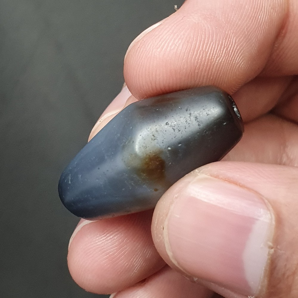 Antique Persian Himalayan Blue Chalcedony Agate Bead
