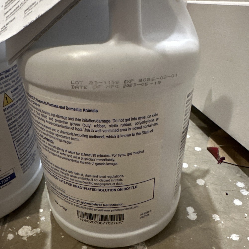 2 QTY Patterson pdCARE™ 2.5% Glutaraldehyde sterilizing & Disinfecting Solution