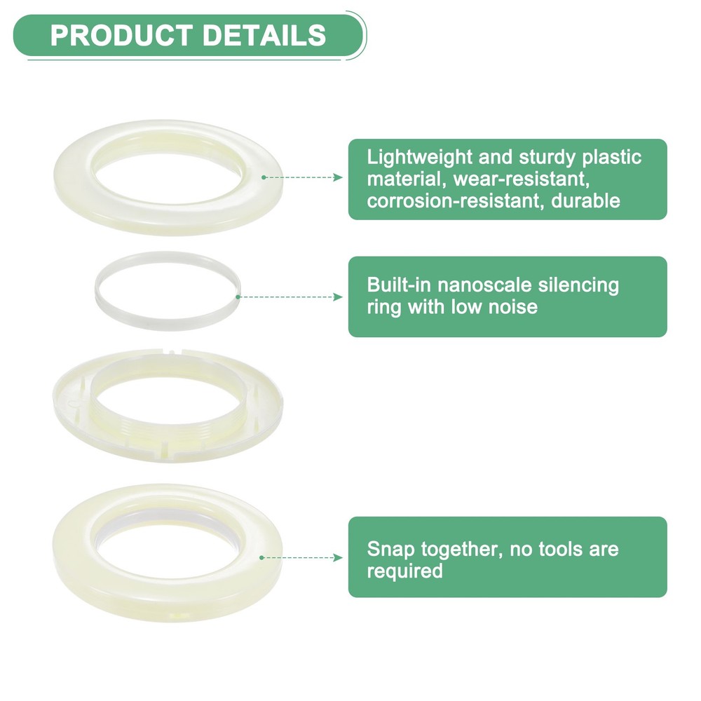 50-Pack Curtain Grommets 1-9/16" Inner Diameter Plastic Ring [Beige]