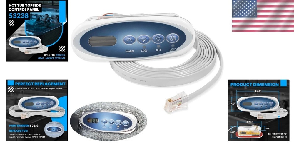 Balboa Hot Tub 53238 Topside Control Panel - Replacement with Features