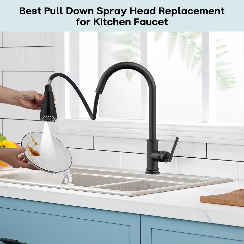 Pull down Kitchen Faucet Head Replacement - 3 Modes with 11 Adapters - down Spra