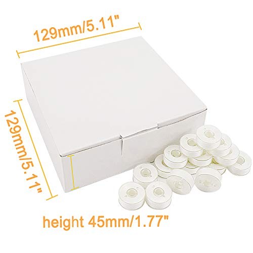 144pcs Type L (SA155) Size White Prewound Bobbin Thread 144pcs 90wt White