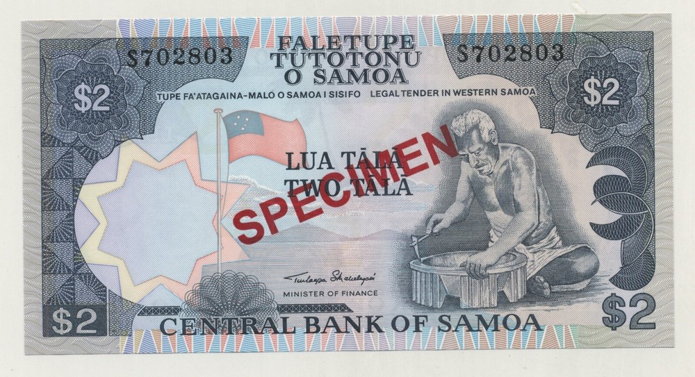 Samoa 2 Tala ND 1985 Pick 25.s UNC Uncirculated Banknote Specimen