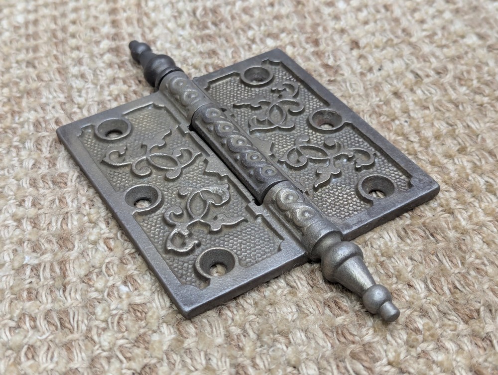 4" x 4" Antique Decorative Cast Iron Steeple Tip Hinge
