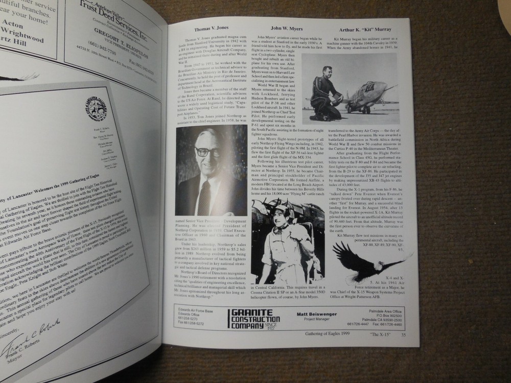 Vintage 1999 Flight Test Historical Foundation Gathering of Eagles Program