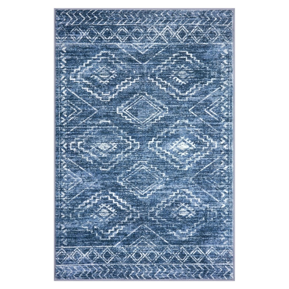 KILOCOCO Boho Entryway Rug 3x5 Area 3' x 5' (Rectangular), Stonewashed Blue