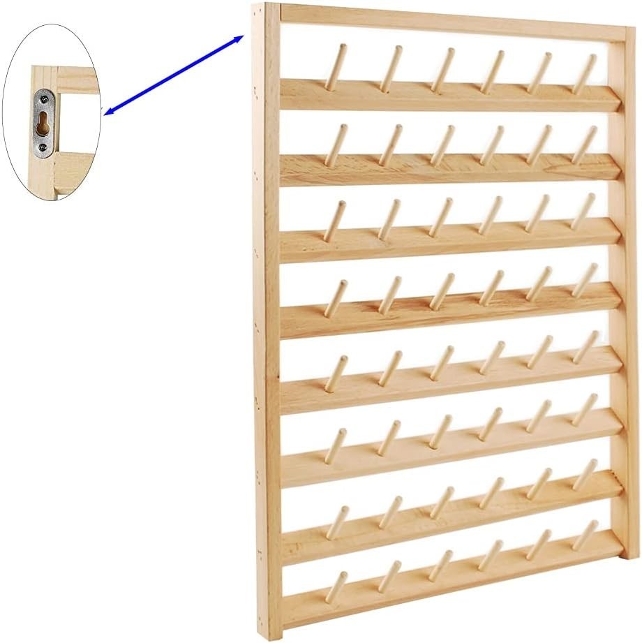 Compact 48-Spool Thread Holder: Wall-Mounted with Convenient Hanging Hooks