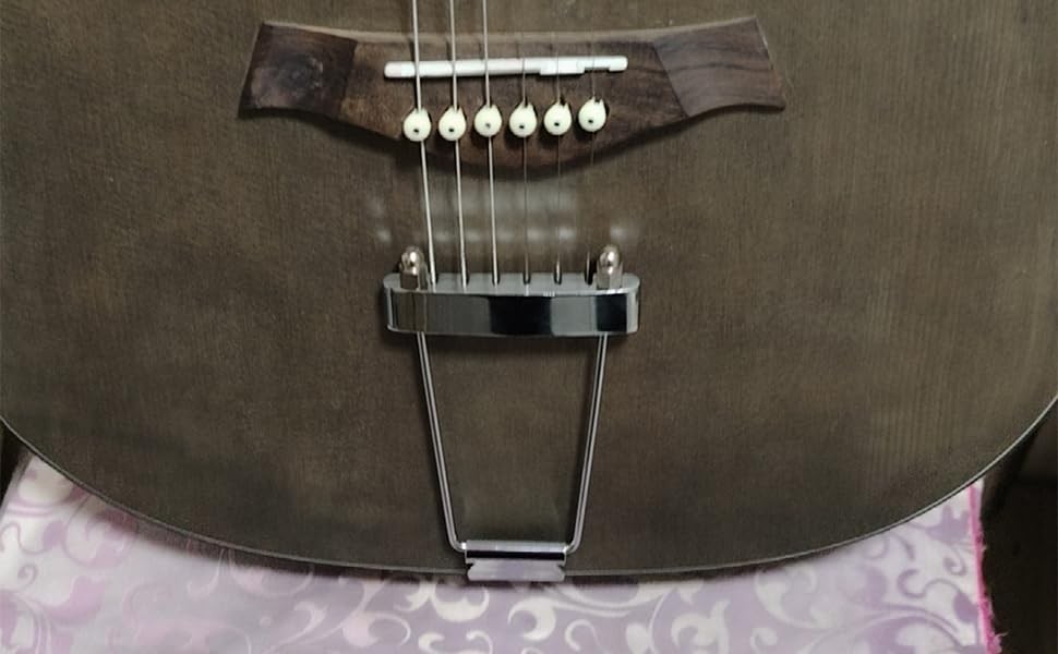 FarBoat 6-String Trapeze Tailpiece Bridge Metal Replacement Silver