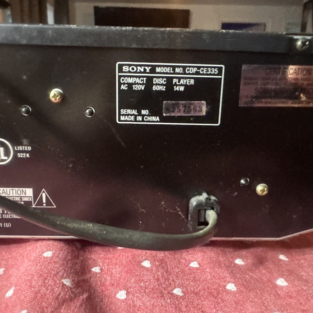 Sony 5 Disc Cd Player CDP-CE335 Tested Works Great.