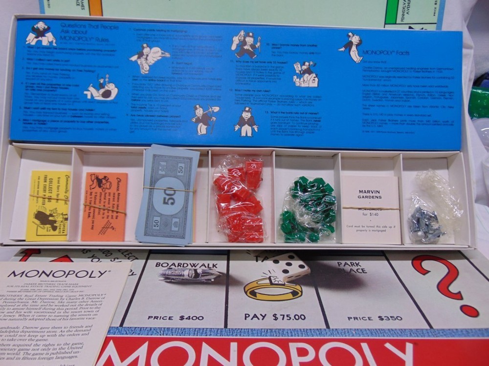 1973 Parker Brothers No. 9 Monopoly Game - EUC