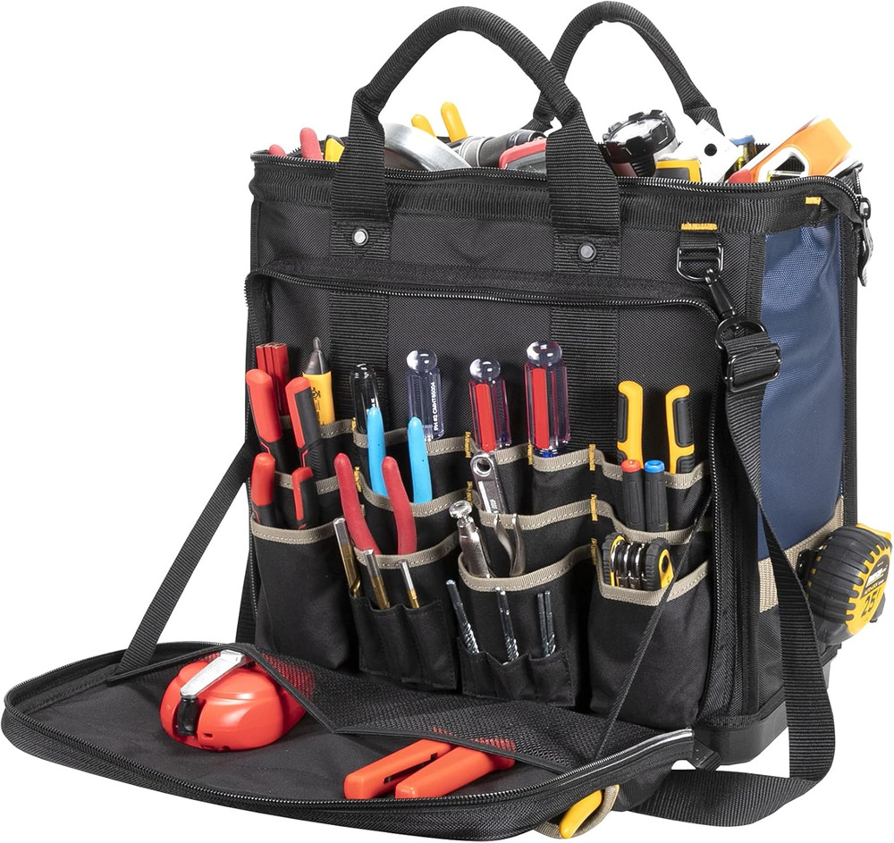 CLC Work Gear PB1543 17" Molded Base Multi-Compartment Technician'S Tool Bag,Bla