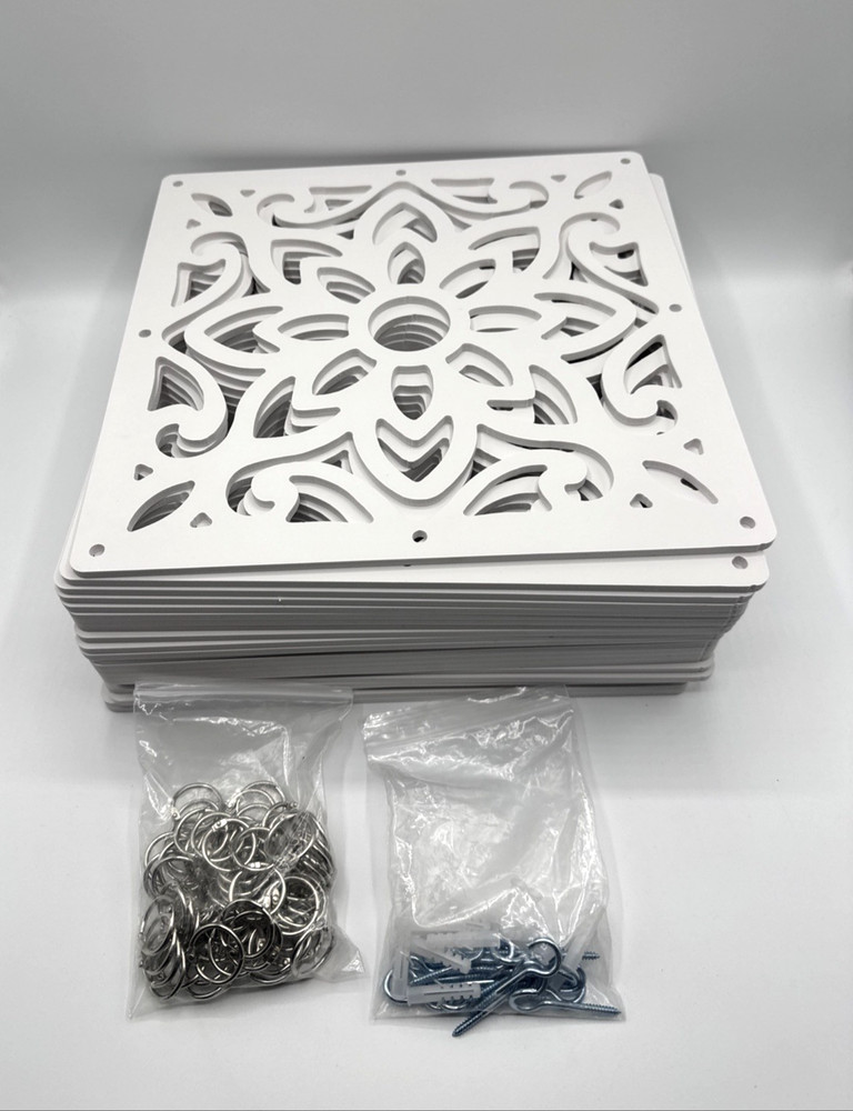 Modern Hanging Room Divider PVC Flower Wall Panel 22Pc. White