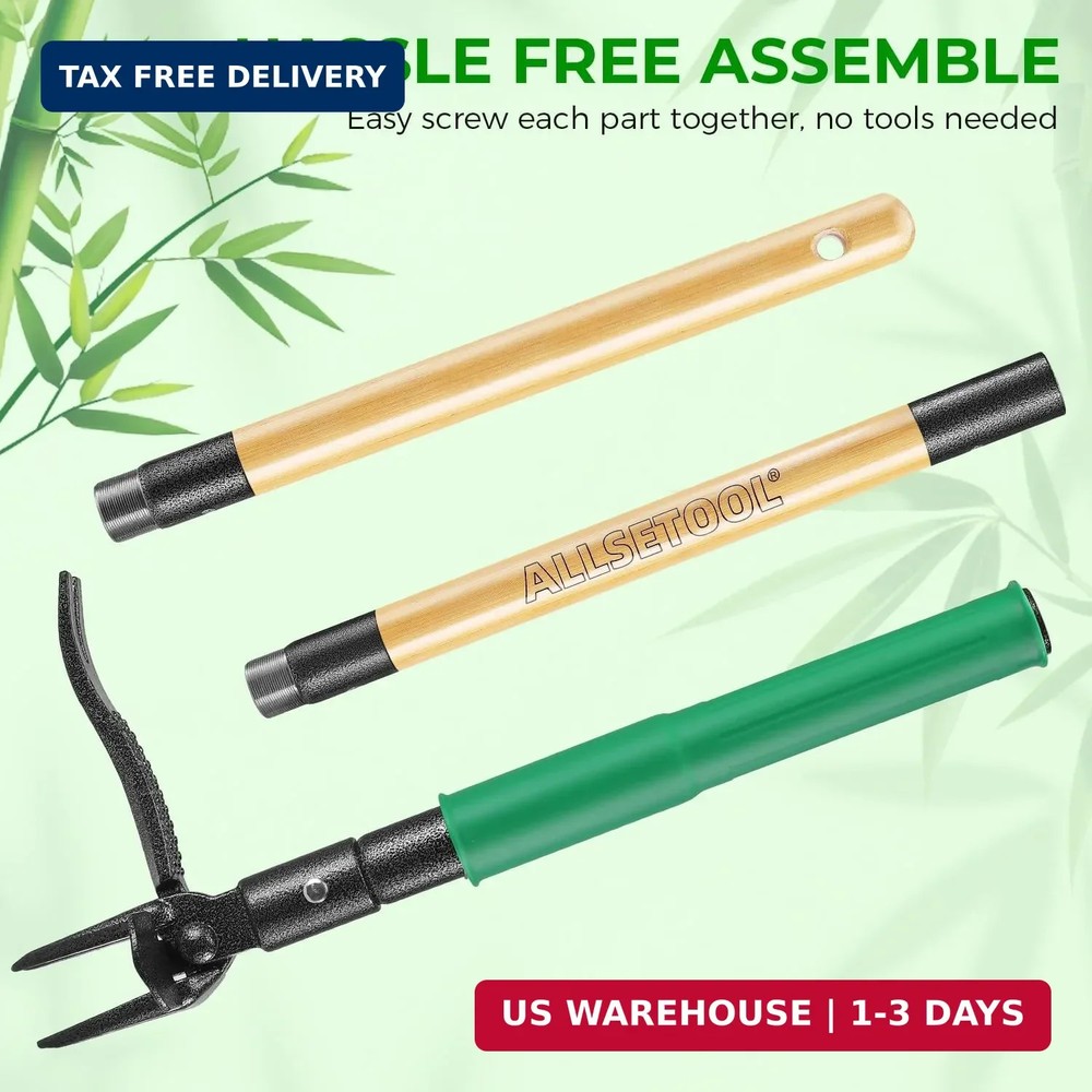 Weed Puller Tool with 2 Weed Eject Feature, 43.7in Stand Up Dandelion Remover To