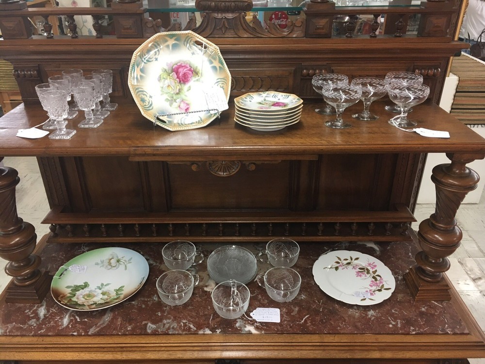 French European Victorian Server with marble top