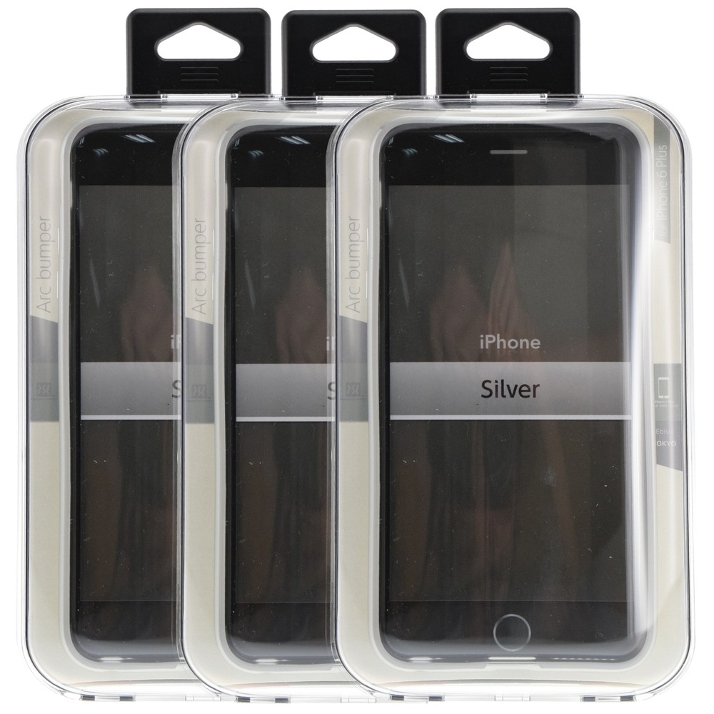 3-Pack Power Support ARC Bumper Silver Protection for iPhone 6 Plus / 6s Plus