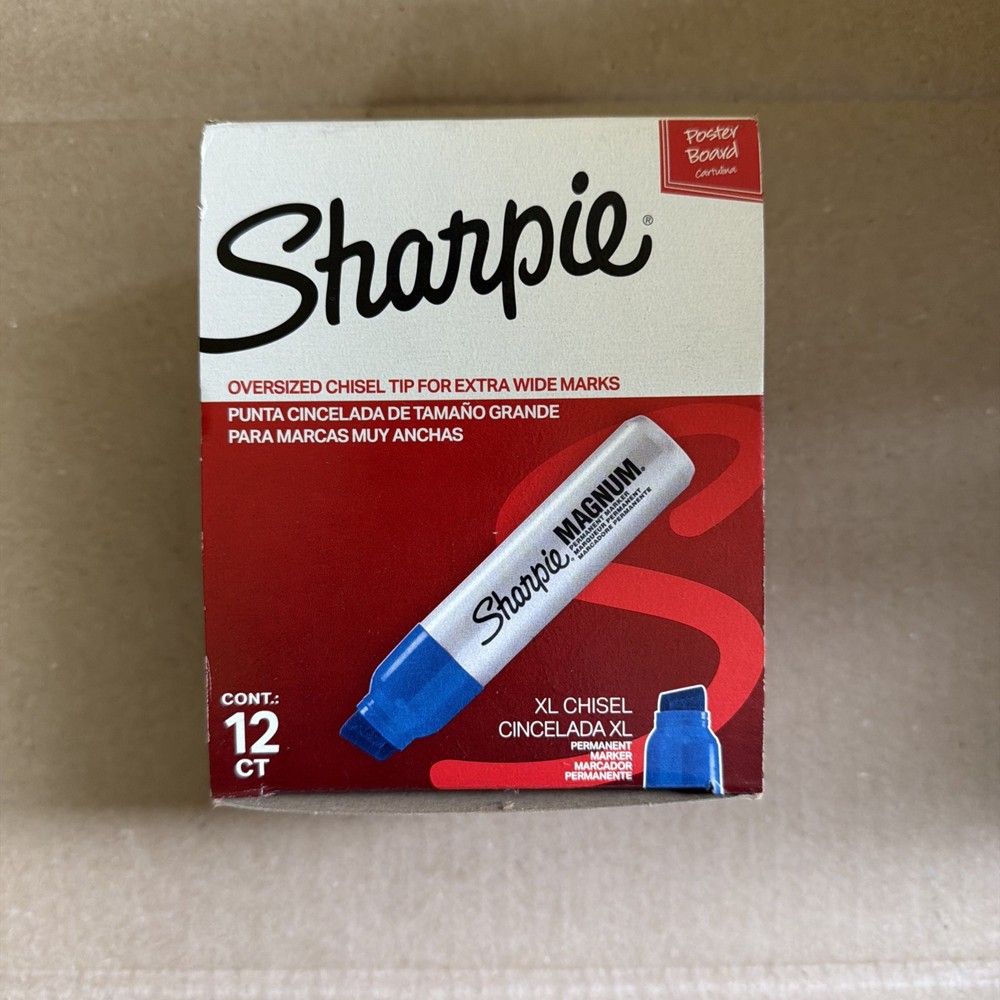 SHARPIE Magnum Permanent Marker, Oversized Chisel Tip - 12 pack - Blue/Azul
