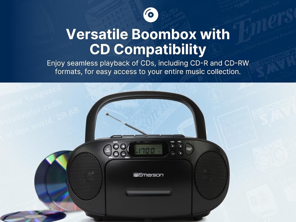 Emerson EPB-3003 Portable CD Player with AM/FM Radio, Programmable Memory