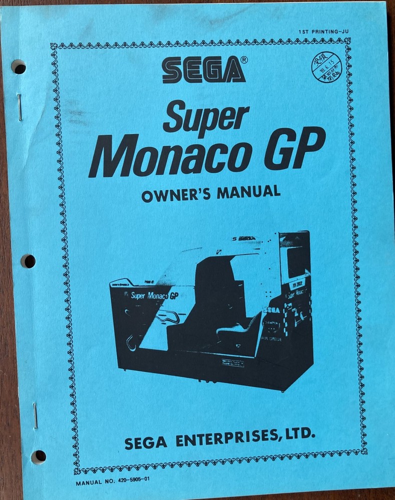 Super Monaco GP Arcade Game Manual