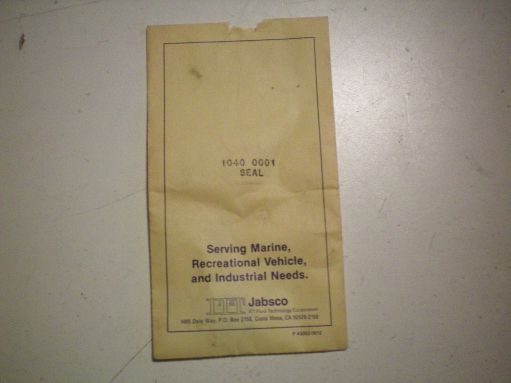 JABSCO #1040-0001  SEAL, FREE FREIGHT
