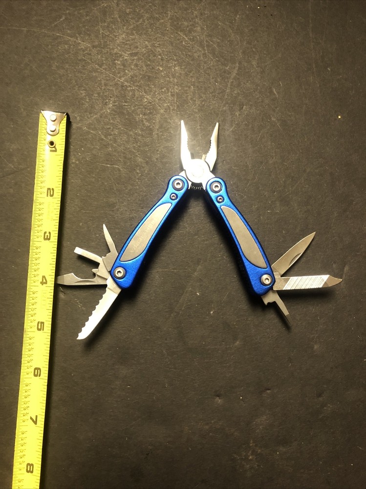 High Sierra Spring Assisted Pliers Multi Tool Knife Blue w/ Silver Accent & Case