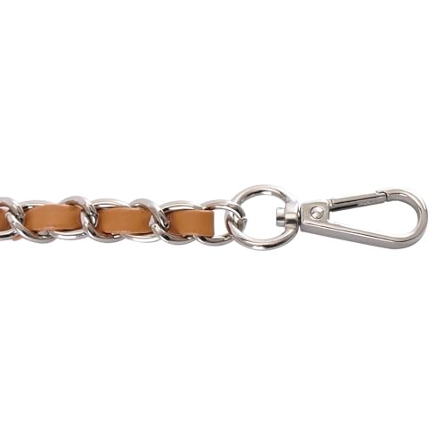 Purse Chain Strap with Tassel - Microfiber Leather - Brown-silver Metal