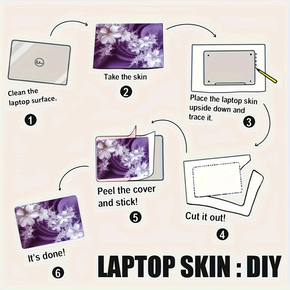 2Pcs Floral Pattern Laptop Sticker Protective Case Waterproof Scratch Resistant
