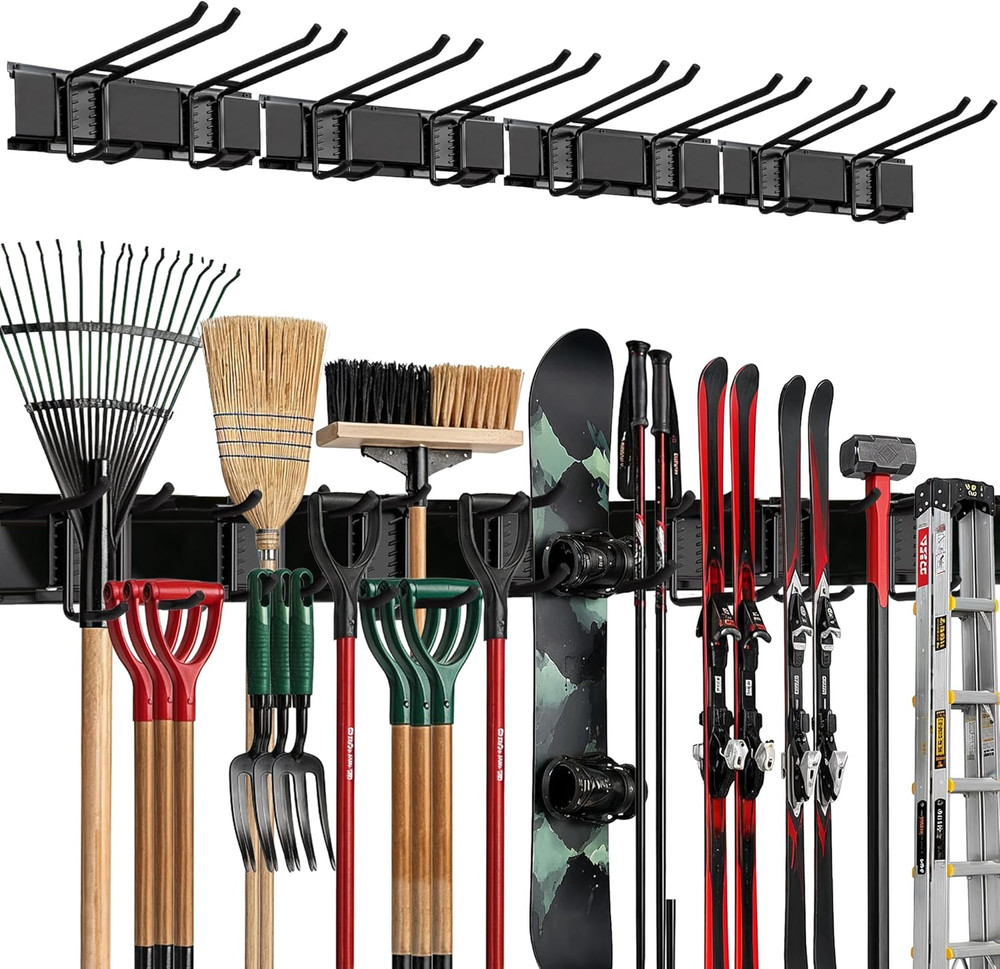 Garage Wall Organizer | 64" Heavy-Duty Tool Storage Rack | Adjustable Double-Lay