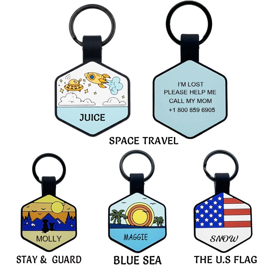 Personalized Silicone Pet ID Tags, Custom Two Sides